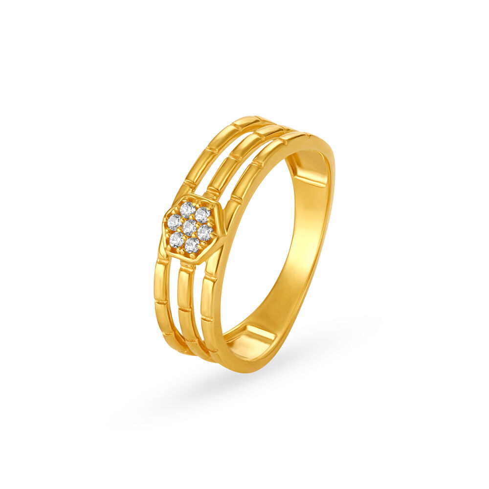 Textured Square Gold Finger Ring for Men